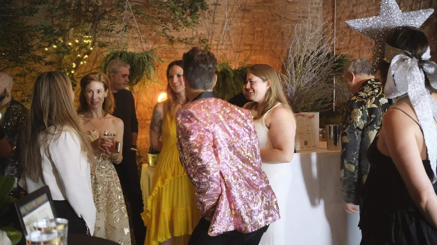Guests in garden glam